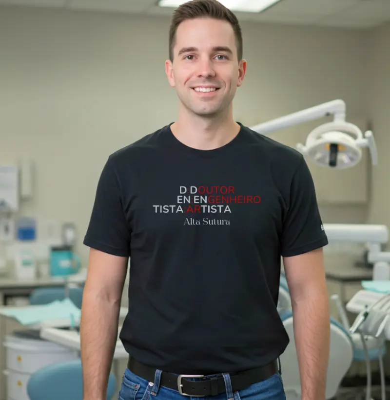 Camiseta Unissex 100% Algodão - Doutor, engenheiro, artista