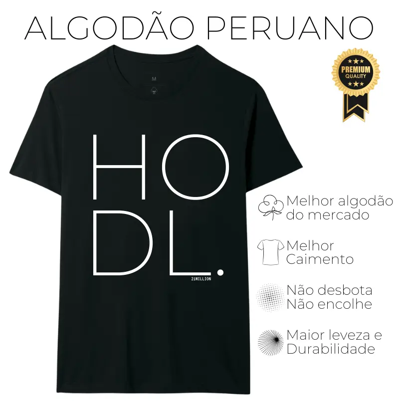Camiseta Big HODL Square - Algodão Peruano