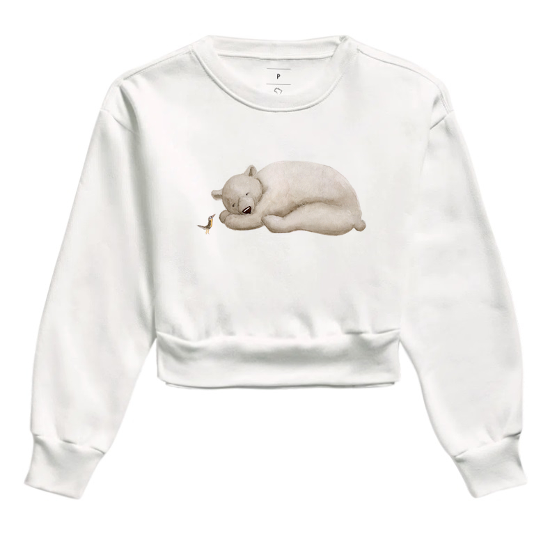 Cropped Moletom O Urso e o Pássaro