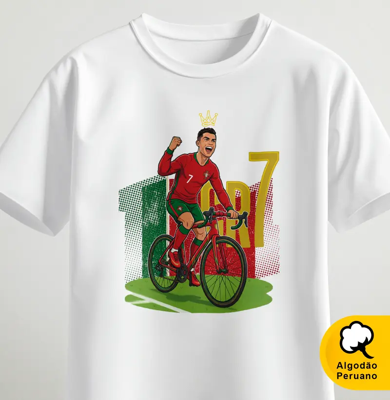 CR7 pedalando - Camiseta Algodão Peruano