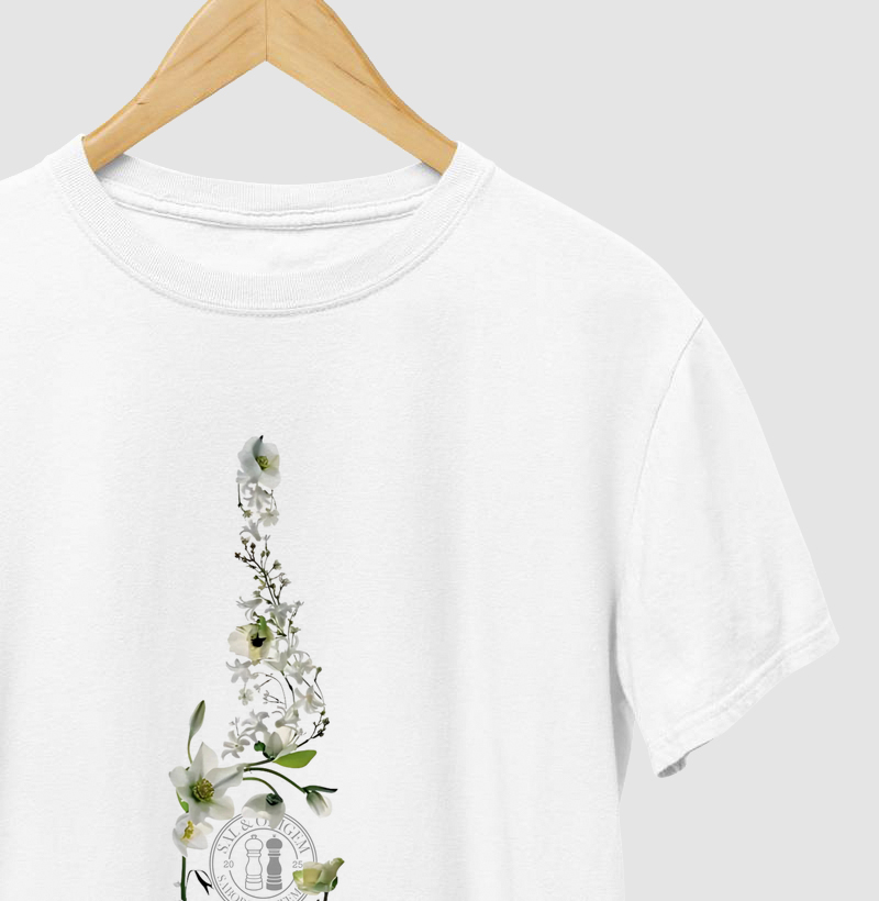 Garrafa flores brancas