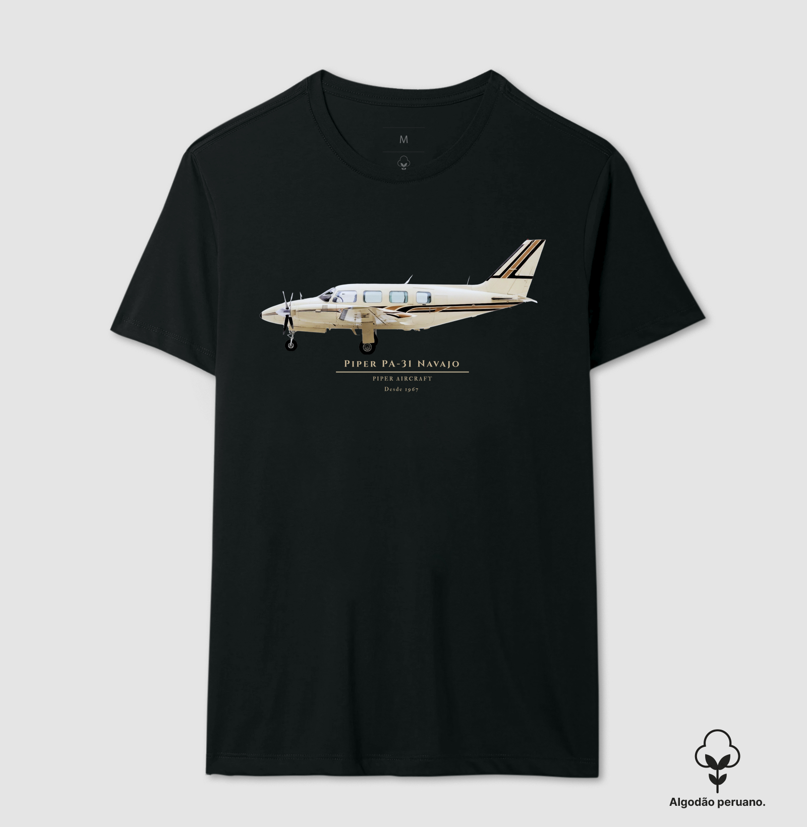 PIPER PA-31 NAVAJO - PT-WAO - Profile - Camiseta Algodão Peruano