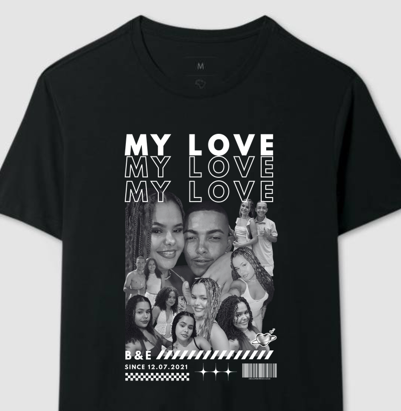 #1206 Camiseta Personalizada My Love — Colagem de Fotos do Casal