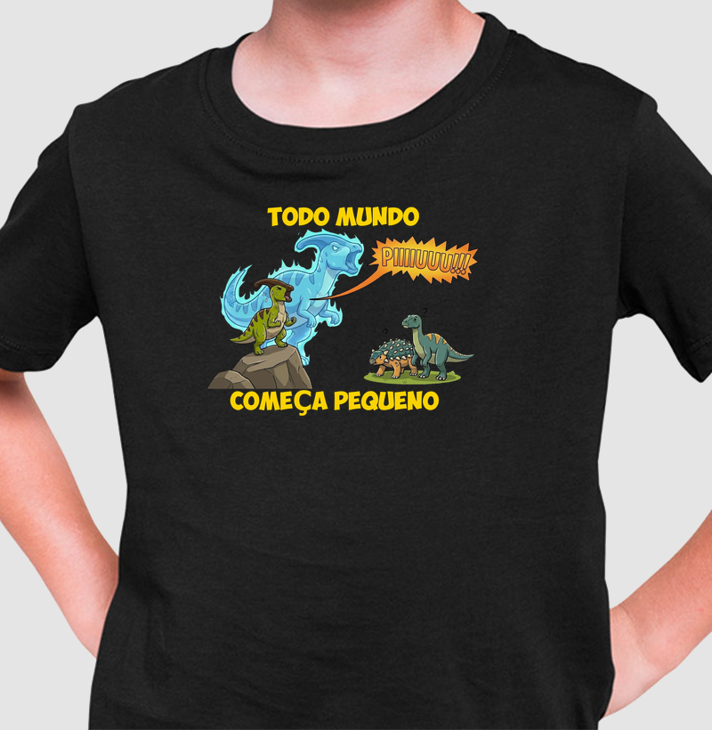Camiseta Dinossauro To Mundo Começa Pequeno Algodão Premium Dinoloco