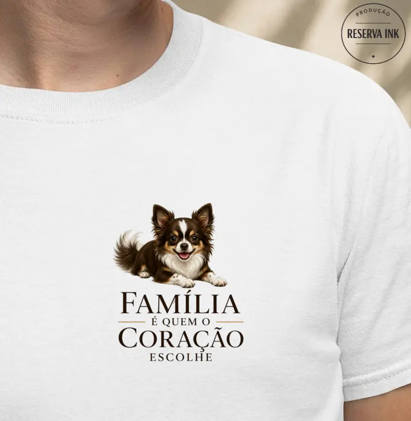 Chihuahua Pelo Longo Marrom e Branco - Família