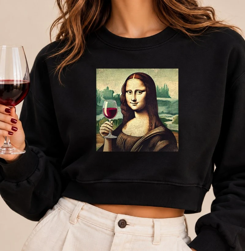 Moletom Cropped Monalisa Wine Lover - Cropped Moletom