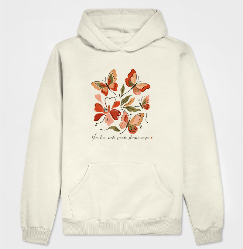 Camiseta Viva leve, Sonhe grande, Floresça sempre.