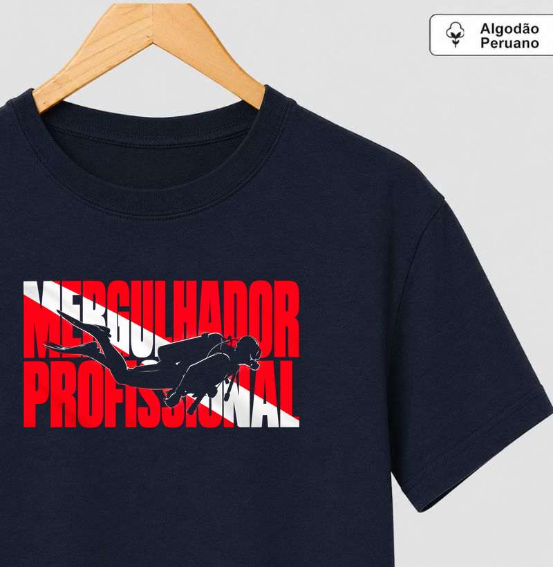 Mergulhador Profissional Bandeira - Camiseta Algodão Peruano