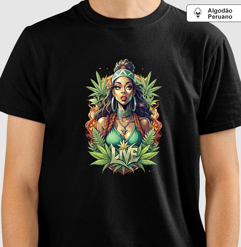 Camiseta Algodão Peruano Live Green Goddess