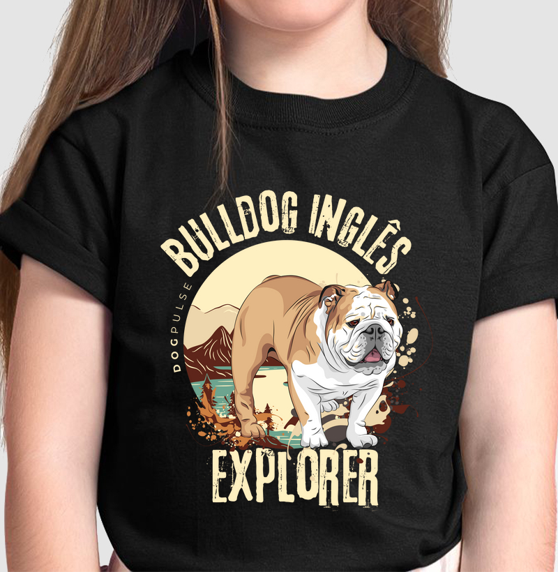 Camiseta Infantil Dog Pulse Bulldog Inglês Explorer – Sturdy Traveler