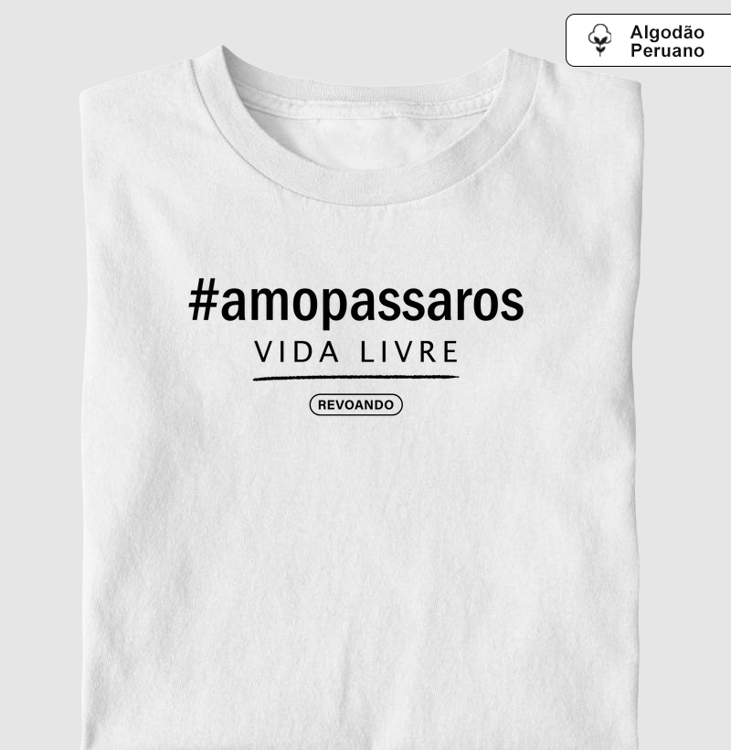 Aves em Texto - #amopassaros minimalista - Algodão Peruano