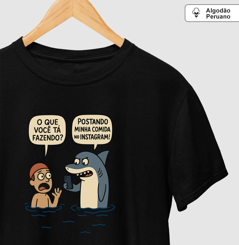 Camiseta Algodão Peruano Tubarão Foodgram - Camiseta Algodão Peruano