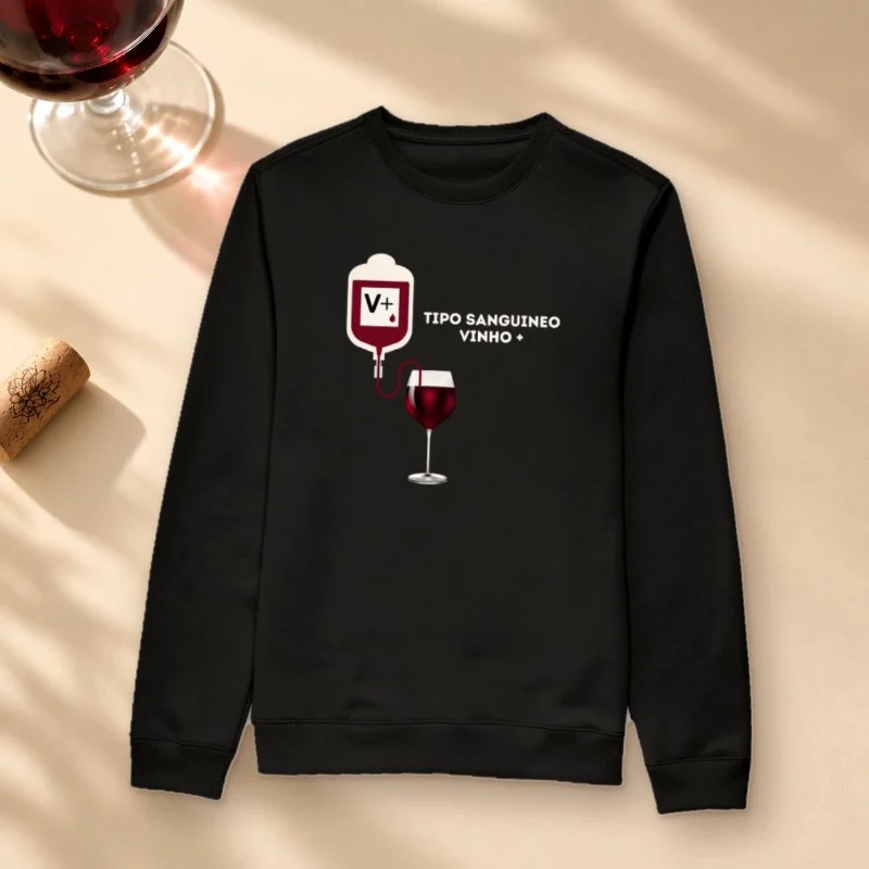 Tipo Sanguíneo Vinho + - Suéter Moletom
