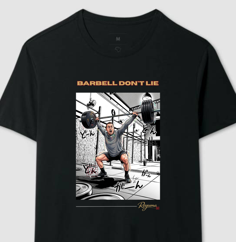 Camiseta Masculina e Feminina Crossfit “Barbell Don`t Lie” - Copa - Algodão 100% 