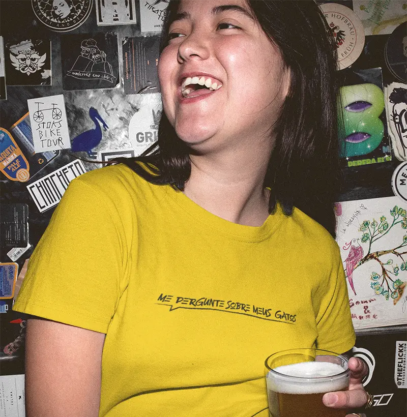 Camiseta me pergunte gatos- plural