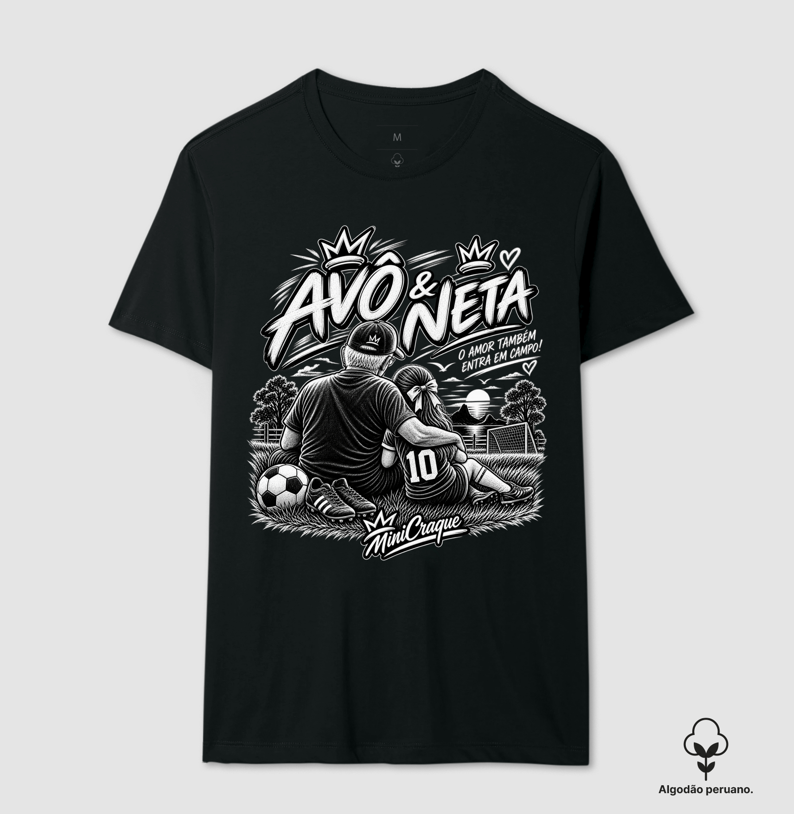 Avô & Neta — O Amor Também Entra em Campo - Camiseta Algodão Peruano