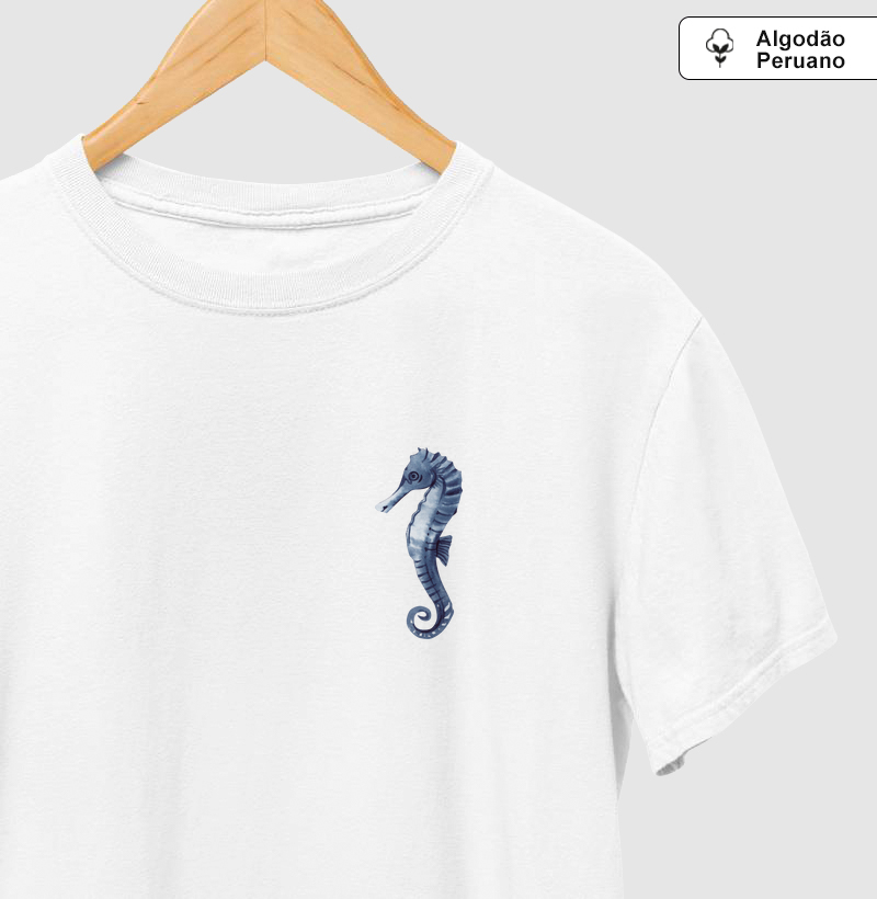 Oceano Creative - Cavalo-Marinho Camiseta Algodão Peruano