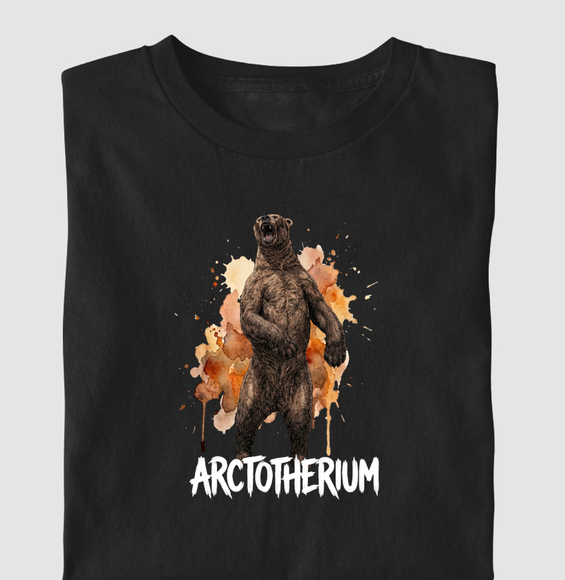  Camiseta Urso Arctotherium Ataque Algodão Premium Dinoloco  - Camiseta