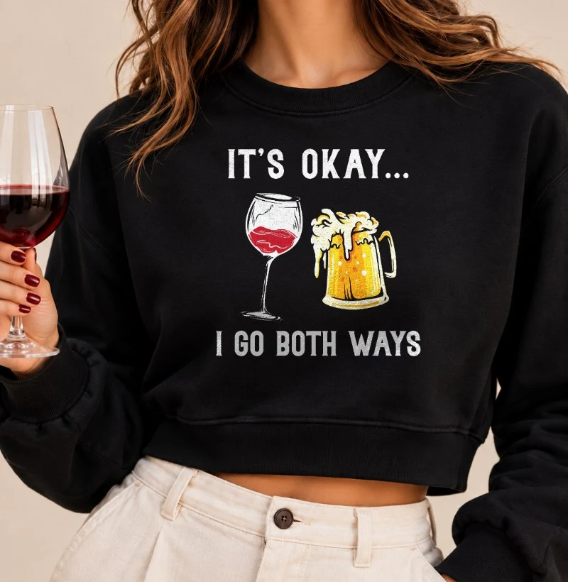  Camiseta Vinho ou Cerveja - Cropped Moletom