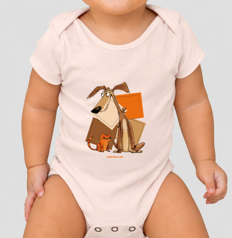Cachorro e gato com fundo de quadrados