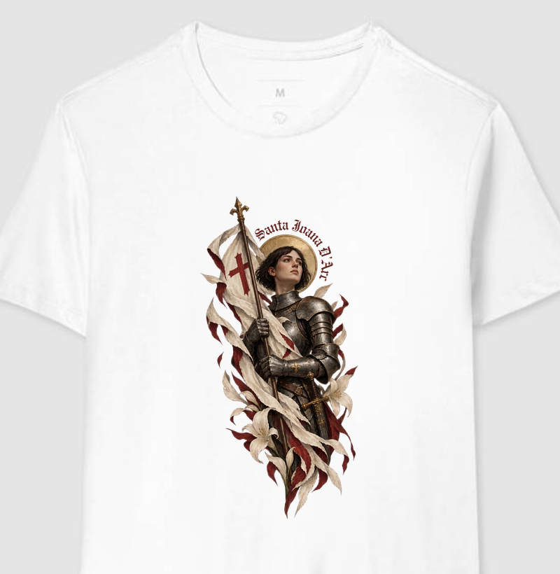 Santa Joana d'Arc — Estandarte e Lírios - Camiseta