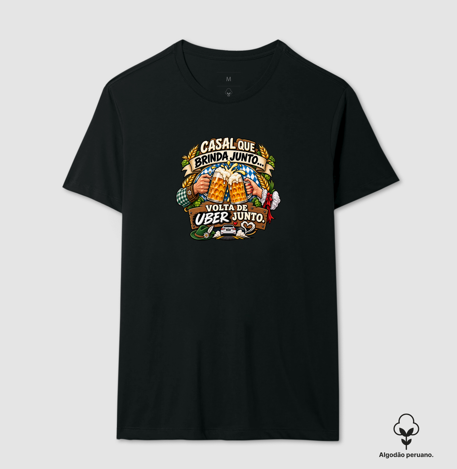 Casal que Brinda Junto - Camiseta Algodão Peruano