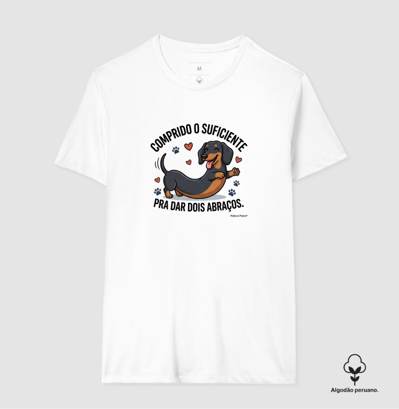 CAMISETA ALGODÃO PERUANO DACHSHUND ABRAÇOS - Camiseta Algodão Peruano