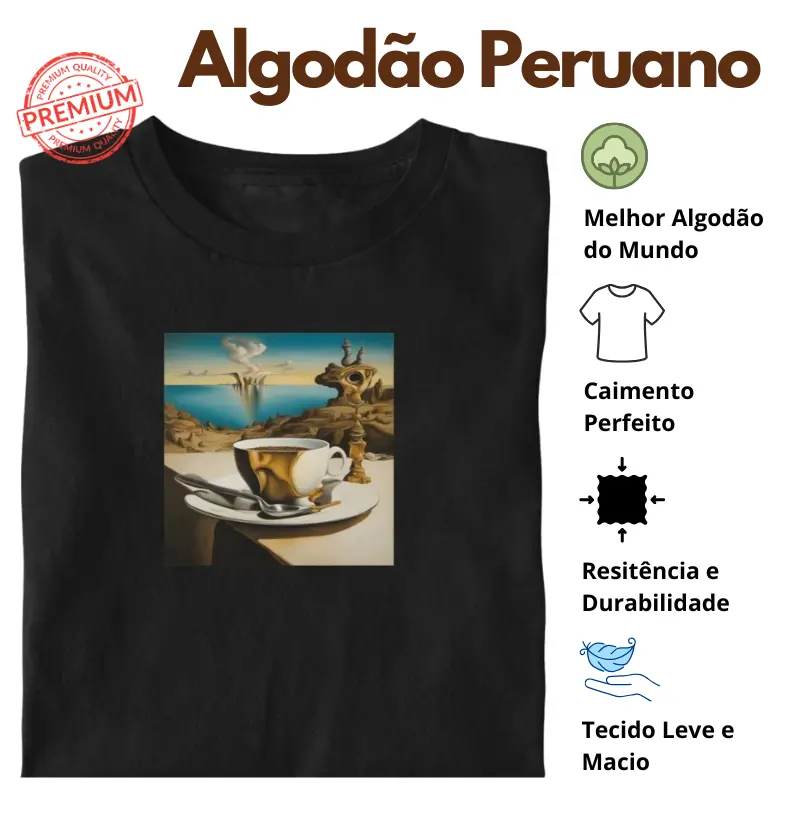 Camiseta Arte Dali Algodão Peruano