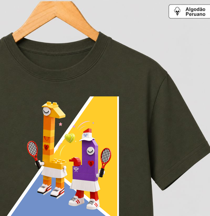 NECKA E PITU Tenistas_ OS BICHOS DA DONA ÖTA - Camiseta Algodão Peruano