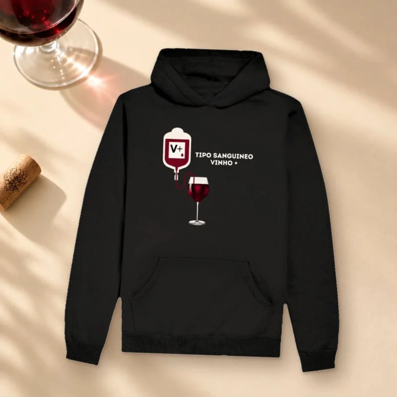 Tipo Sanguíneo Vinho + - Hoodie Moletom