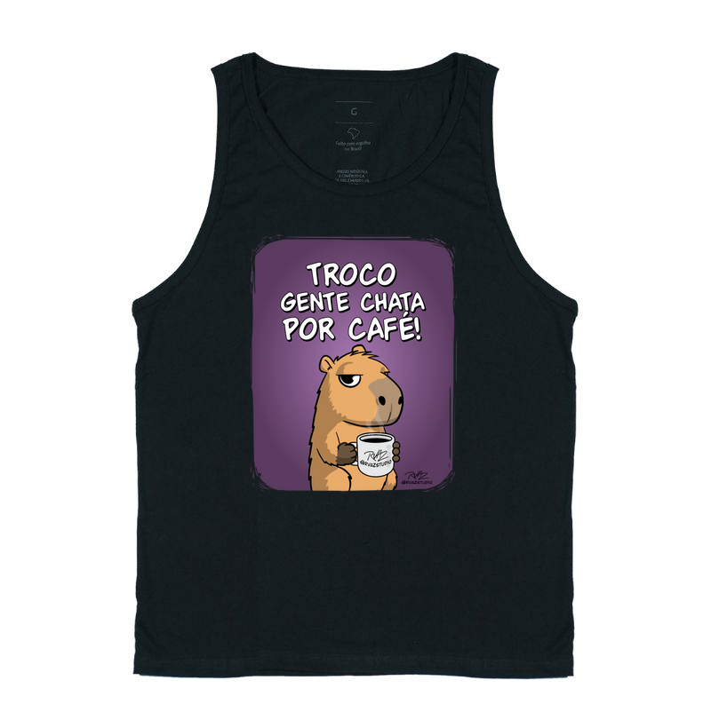 Camiseta Capivara Troco por Café