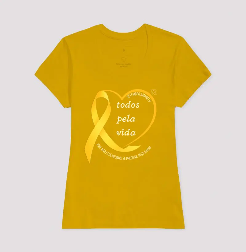 Baby Look Setembro Amarelo - TODOS PELA VIDA