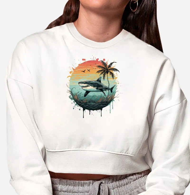 Casaco de Moletom Cropped Tubarão