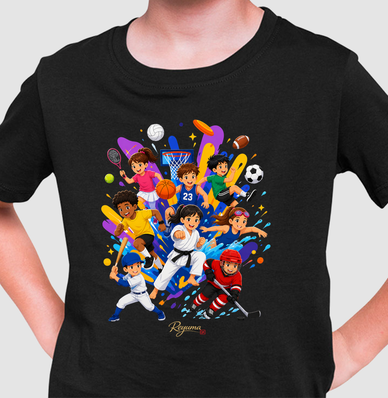 Camiseta Infantil, Menino, Menina, Juvenil Tênis "All Sports Kids" - Algodão 100% 