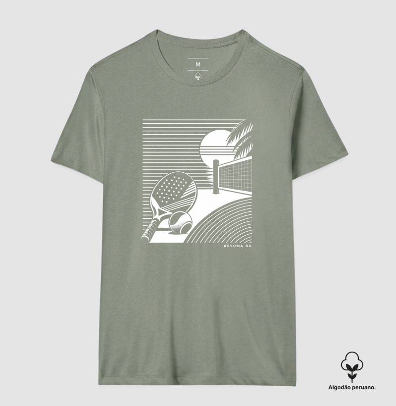 Camiseta Masculina, Feminina, Babylook e Unissex de Algodão Peruano Beach Tennis "Sunset"  - Camiseta Algodão Peruano