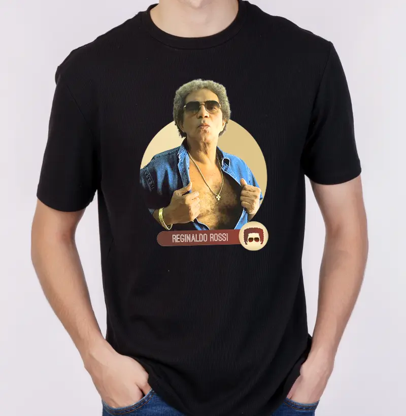 Camiseta Masculina "1 beijo do Rossi" Preta/Colorida