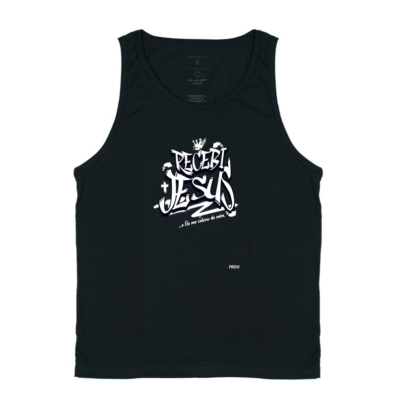 Camiseta Regata Algodão com Estampa - Recebi Jesus