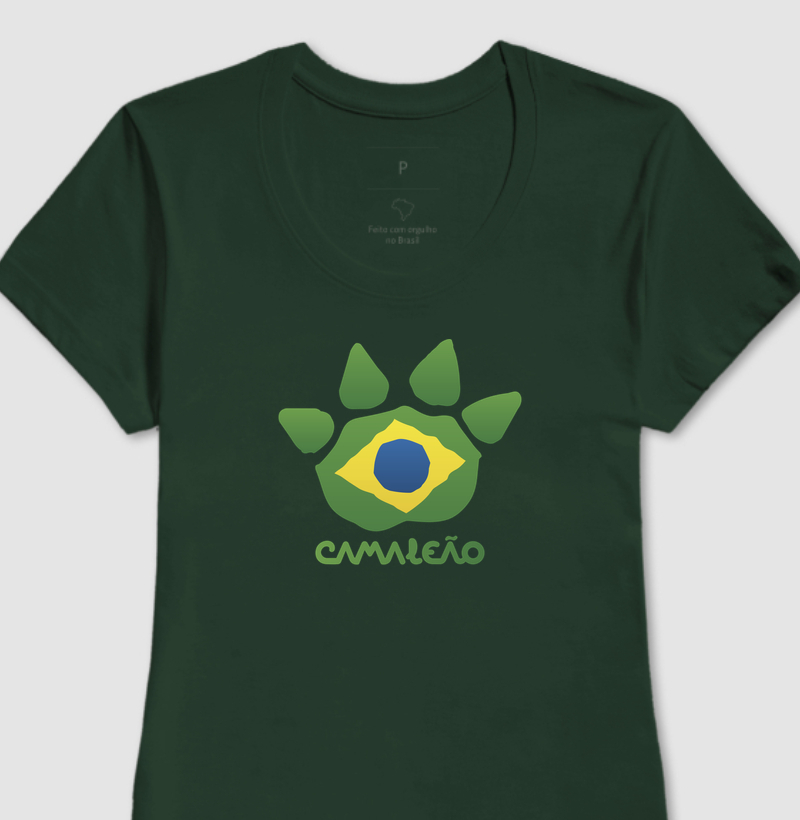 Camiseta Feminina Camaleão - Bandeira do Brasil