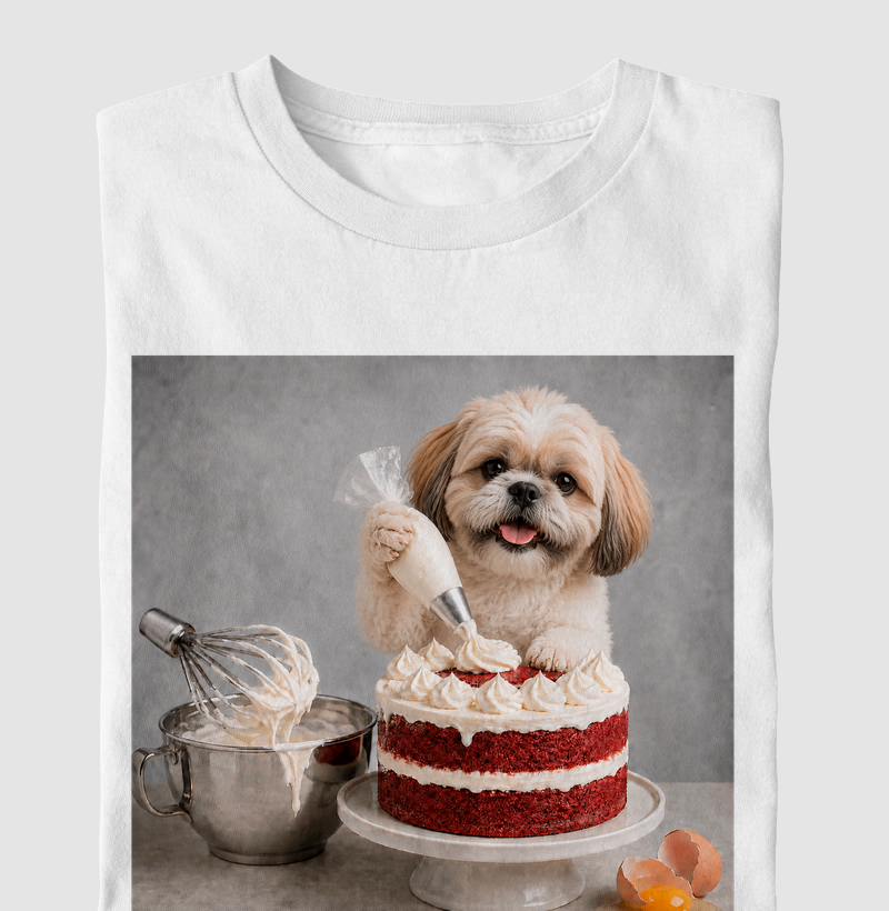 Shih Tzu Chef Confeiteiro 🎂🐾 - Camiseta Infantil