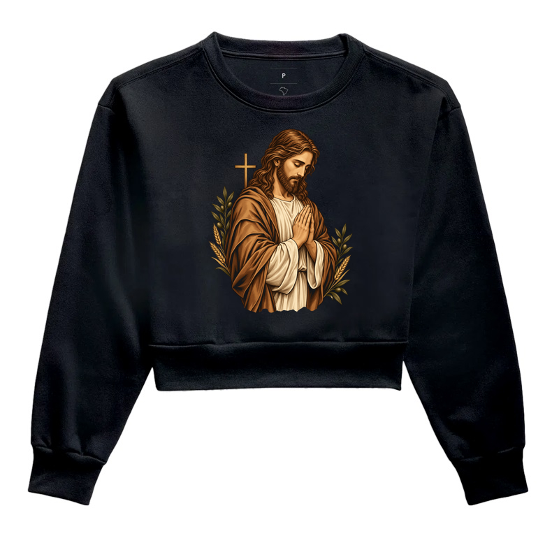 Cristo em Oração - Cristo Vivo - Cropped Moletom