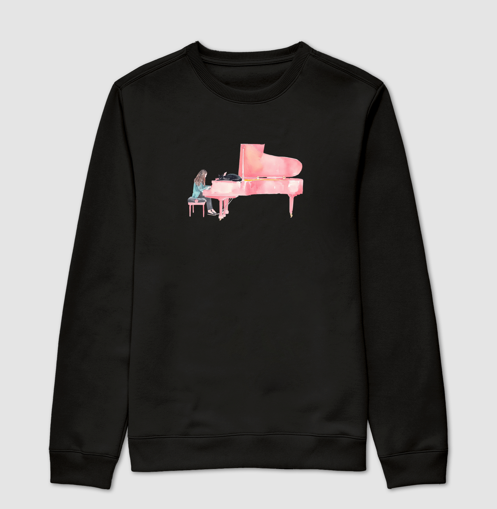 Female Pianist and Cat