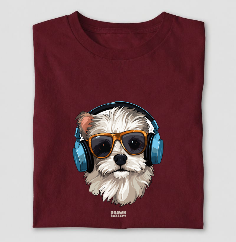 Shih Tzu de phone e óculos escuro - Camiseta