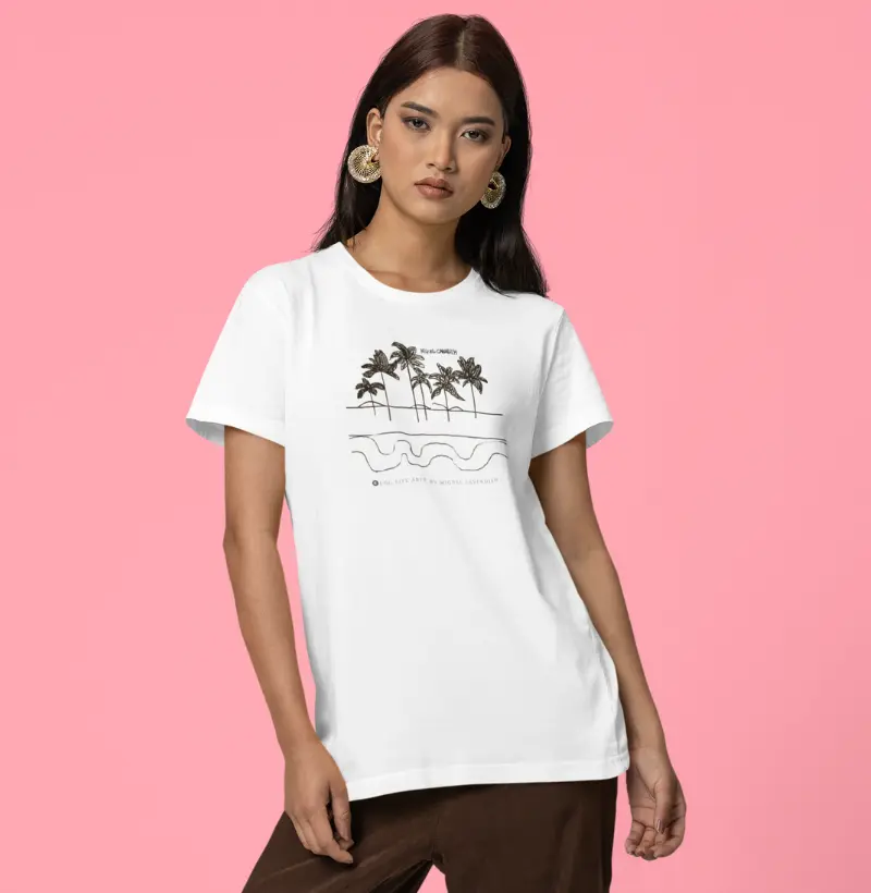 Camiseta Adulto Coqueiros Branca by Miguel Cavendish