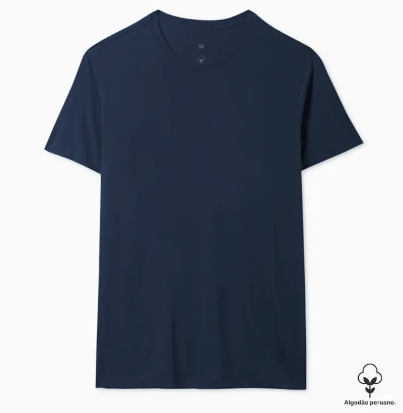 Camiseta lisa PREMIUM algodão peruano marinho - CLÁSSICA 