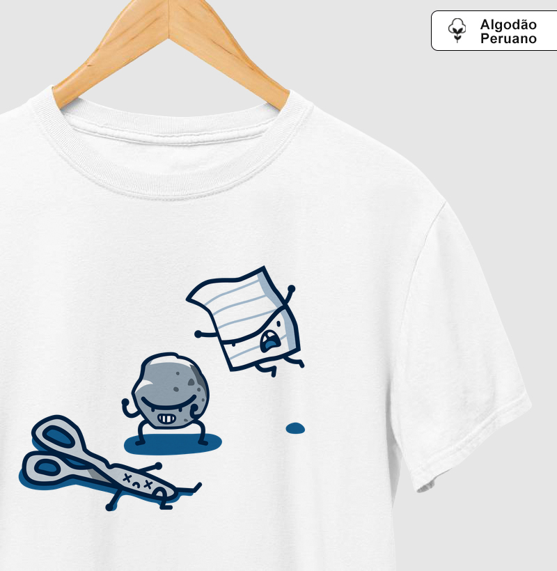 Camiseta Algodão Peruano Pedra-Papel-Tesoura - Camiseta Algodão Peruano