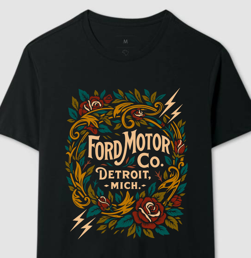 Camiseta Ford Motor Co. – Tradição Automotiva com Estilo Clássico