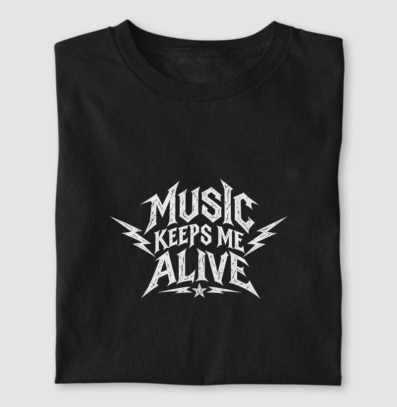 Camiseta Music Keeps Me Alive – Estampa Rock Metal - Camiseta