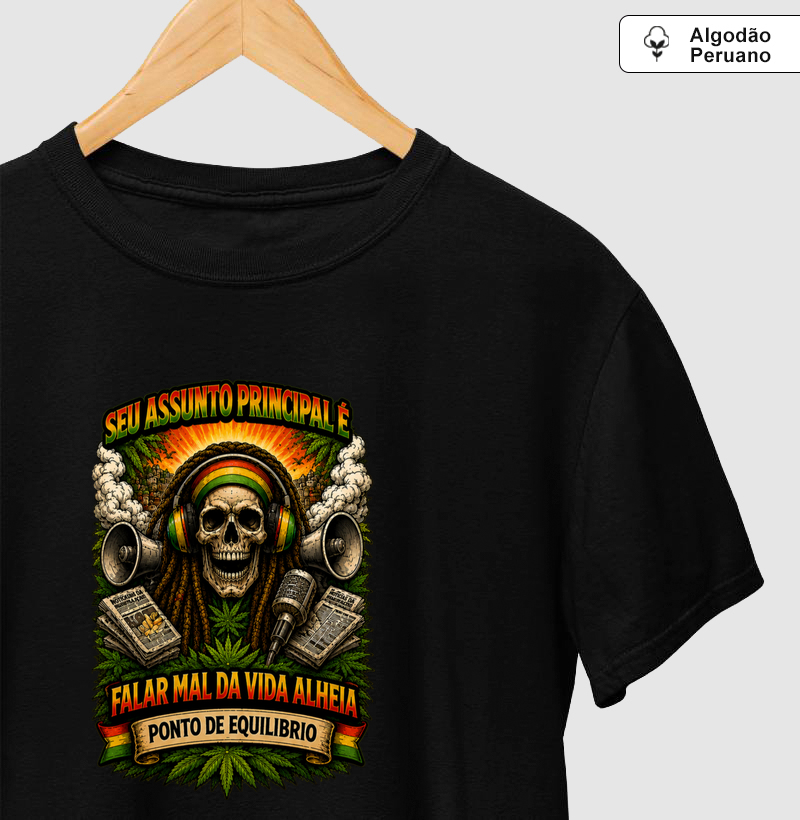 Camiseta Vida Alheia.  Coleção Reggae Music. Masculina e Feminina. Algodão Peruano.