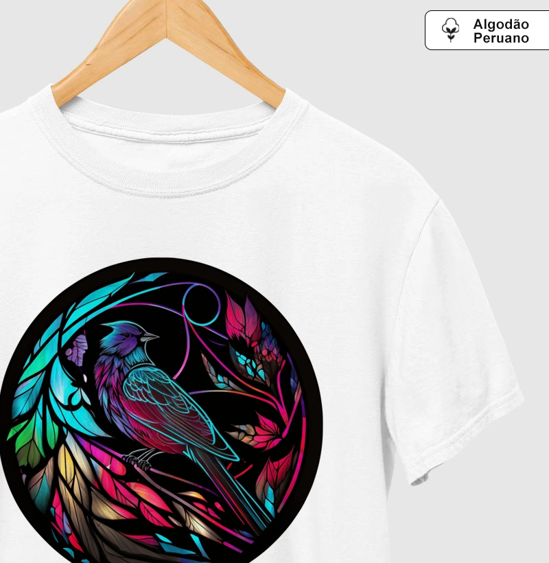 Bird Stained Glass Style - Produto Premium - Algodão Peruano