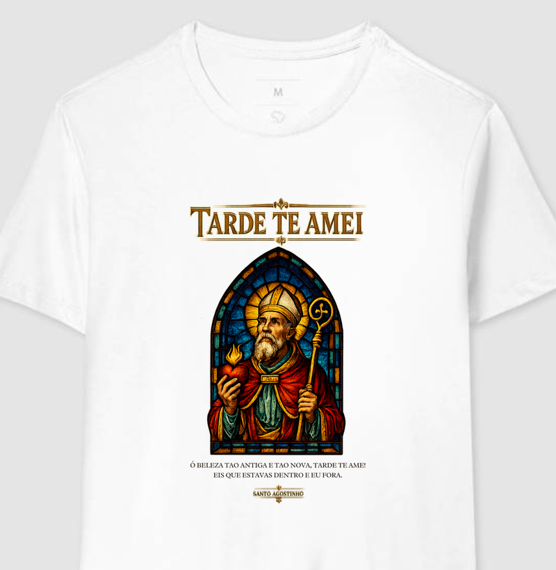 Camiseta Santo Agostinho Vitral Tarde te Amei
